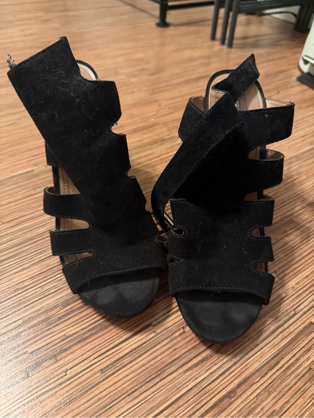 Steve Madden Black Suede Cut-Out High Heel Sandals